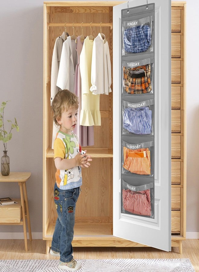TEMUORG 2 Pcs Day of Week Clothing Organizer Monday to Friday School Clothes Organizer for Kids Weekly Hanging Closet Organizer (GREY) - Image 5