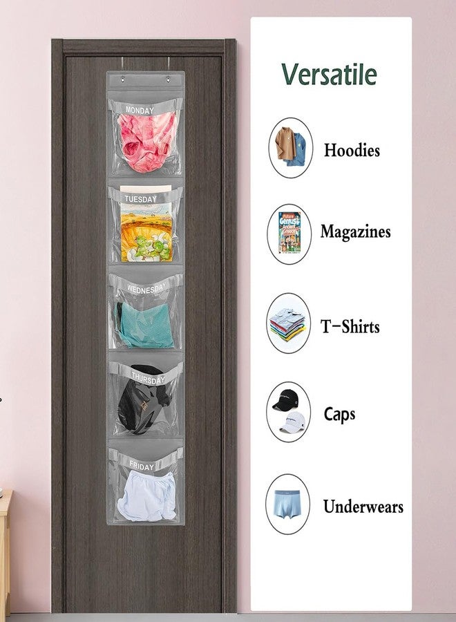 TEMUORG 2 Pcs Day of Week Clothing Organizer Monday to Friday School Clothes Organizer for Kids Weekly Hanging Closet Organizer (GREY) - Image 2