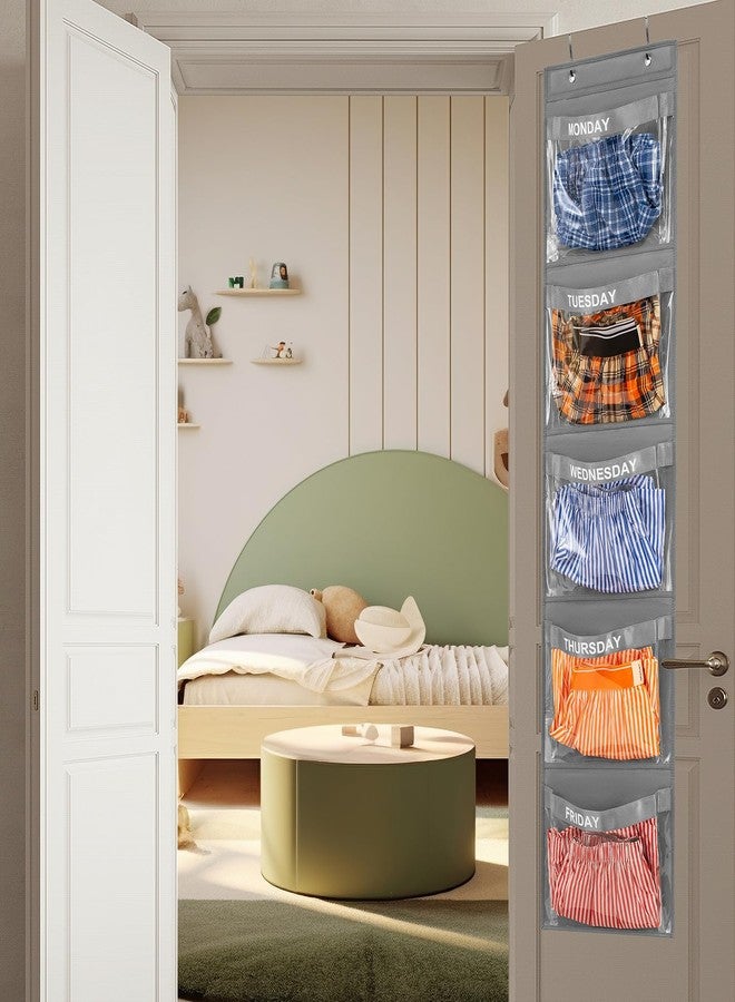 TEMUORG 2 Pcs Day of Week Clothing Organizer Monday to Friday School Clothes Organizer for Kids Weekly Hanging Closet Organizer (GREY) - Image 4