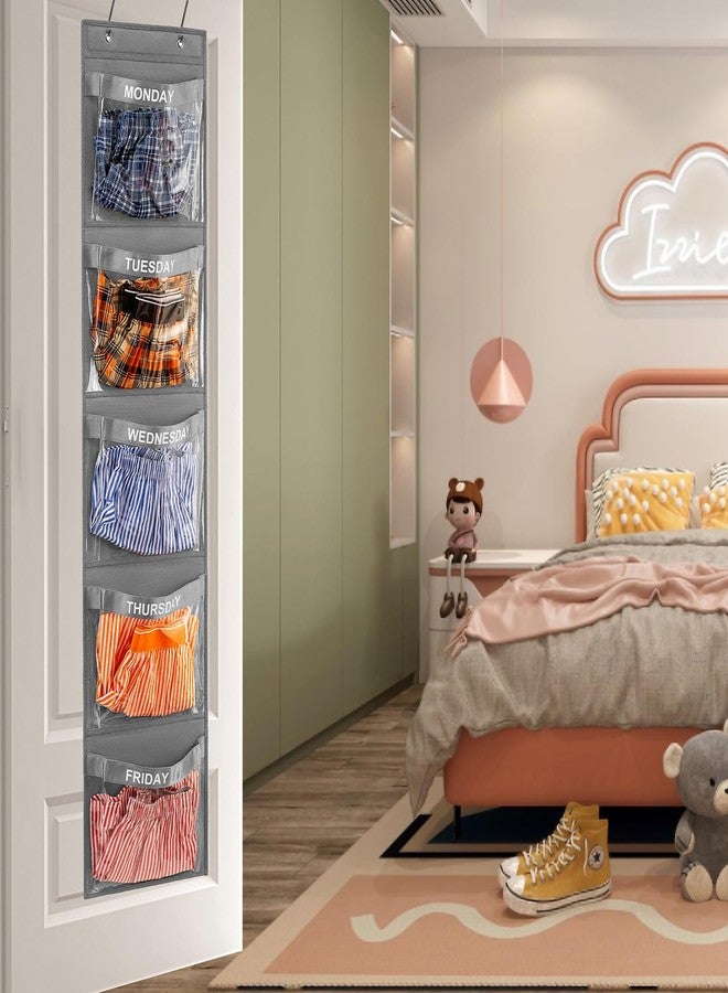 TEMUORG 2 Pcs Day of Week Clothing Organizer Monday to Friday School Clothes Organizer for Kids Weekly Hanging Closet Organizer (GREY) - Image 3