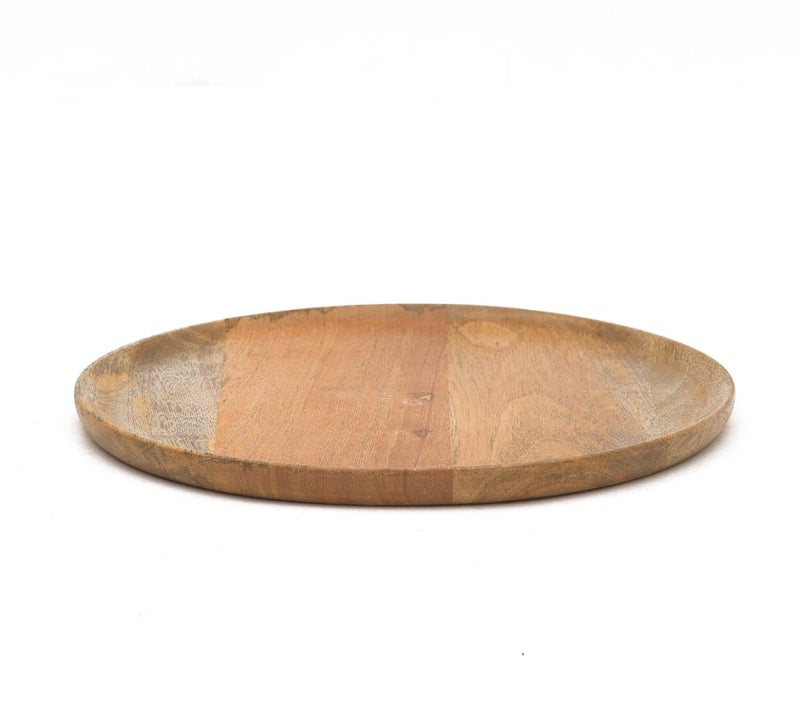 OGGN Natural Mango Wood Round Plate, Beautiful Handcrafted Wooden Tray, Durable Round Serving Platters for Serving, Wooden Plates for Home and Kitchen (11 X 11 Inch) - Image 3