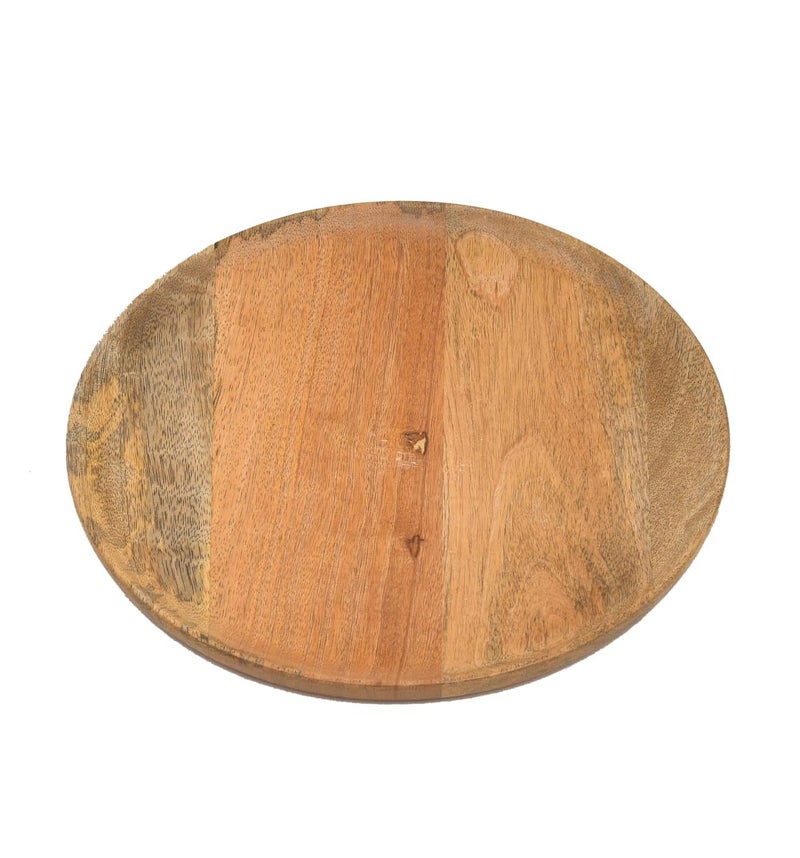 OGGN Natural Mango Wood Round Plate, Beautiful Handcrafted Wooden Tray, Durable Round Serving Platters for Serving, Wooden Plates for Home and Kitchen (11 X 11 Inch) - Image 4