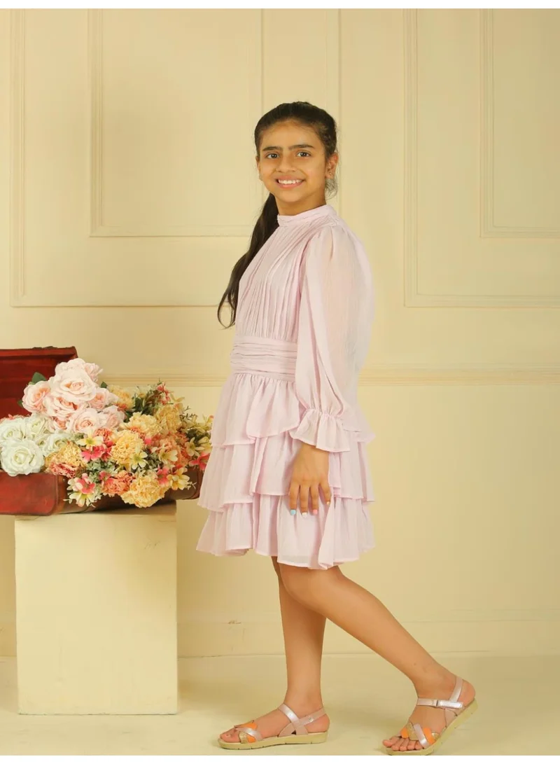 Luxe & Hardy فستان بناتي واسع بلون بنفسجي فاتح