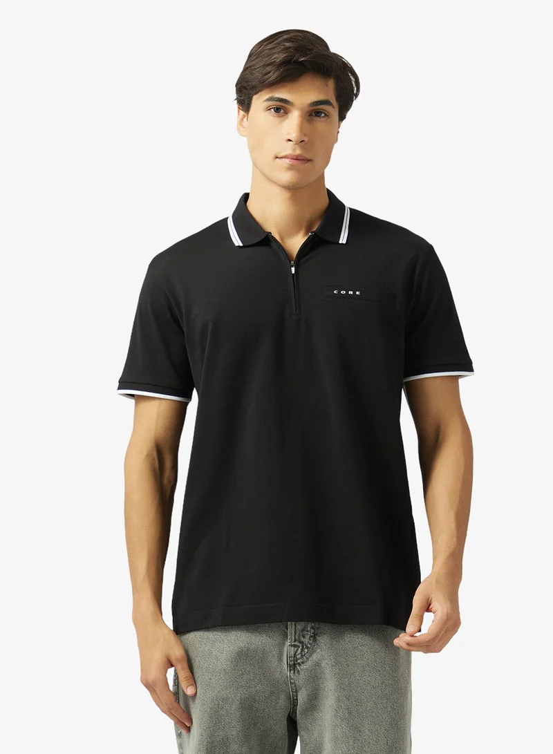Logo Half Zip Polo