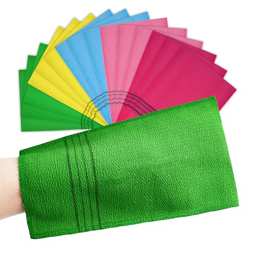 TaShow 15 Pcs Korean Exfoliating Mitt, 9*5.5 in Gentle Exfoliating Korean Scrub Mitt, Large Korean Washcloth Exfoliating, Colorful Korean Body Scrubber for Cleaning Skin, Reducing Dirt and Grease (5 Colors) - Image 1