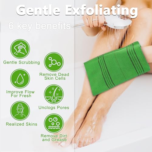 TaShow 15 Pcs Korean Exfoliating Mitt, 9*5.5 in Gentle Exfoliating Korean Scrub Mitt, Large Korean Washcloth Exfoliating, Colorful Korean Body Scrubber for Cleaning Skin, Reducing Dirt and Grease (5 Colors) - Image 3