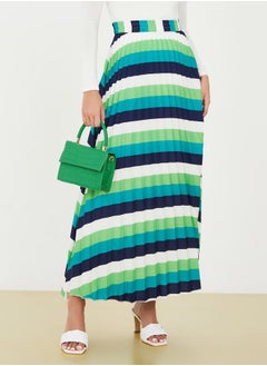 Striped Maxi Pleated Skirt