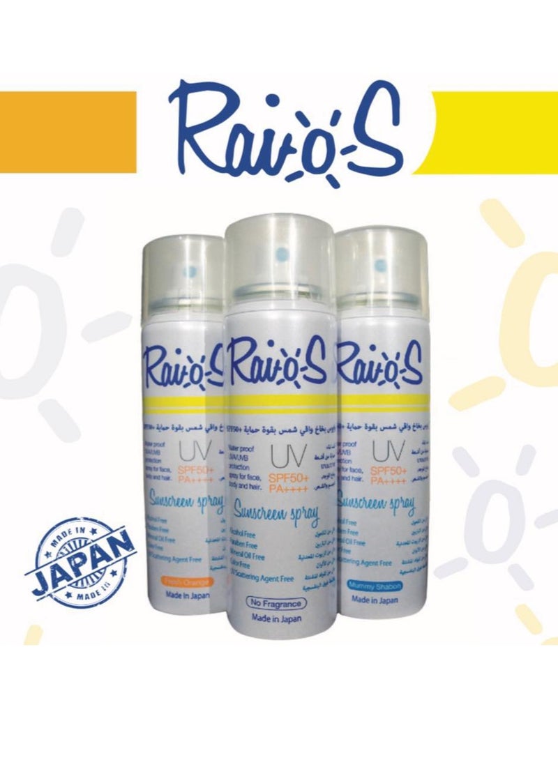 Pack Of 3 Raios Sunscreen Spray SPF 50+ Mummy Shabon 70 Ml
