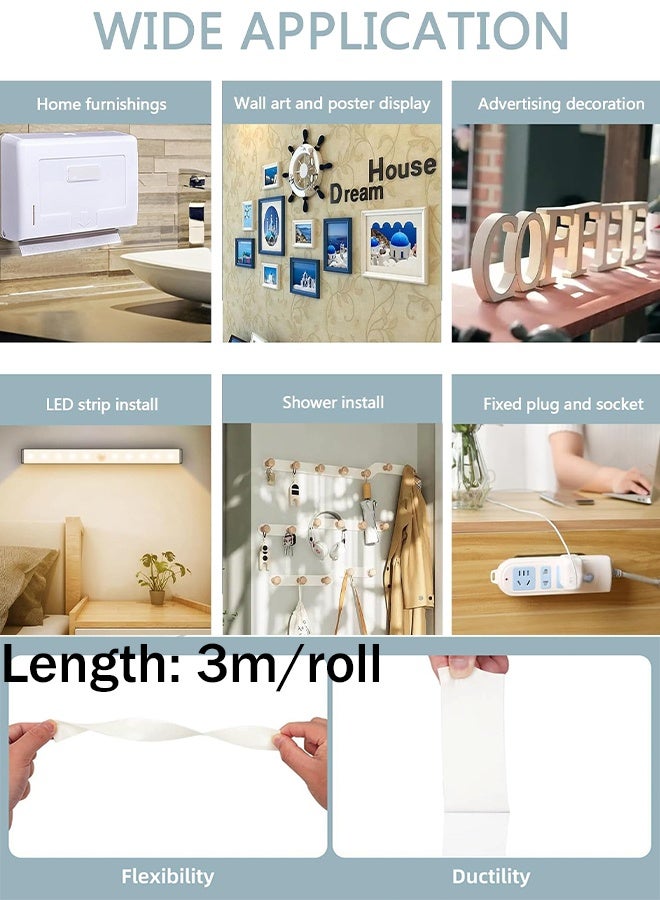 3M 2 PCS Double Sided Tape 1cm*3meter, Mounting Tape Heavy Duty, Removeable PE Foam Tape Strips, Strong Adhesive Tape Waterproof Free Damage for Paint Wall Picture Hanging Poster - Image 5