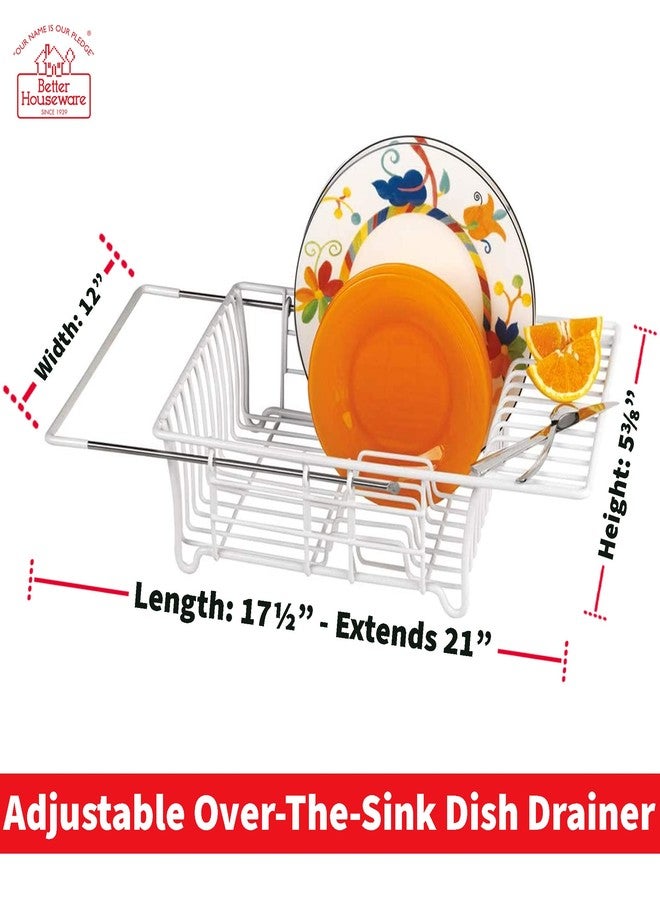 Better Houseware 1423/W White Adjustable Over-the-Sink Dish Drainer - Image 4