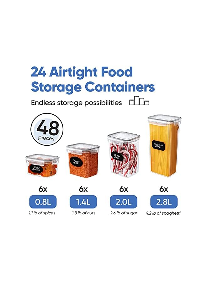 Zaboon مجموعة حاويات تخزين مع أغطية (24 قطعة) لتنظيم المطبخ والمخزن حاويات مطبخ خالية من BPA للحبوب والأرز والدقيق والشوفان قلم Marker مجاني و24 ملصق - Image 3