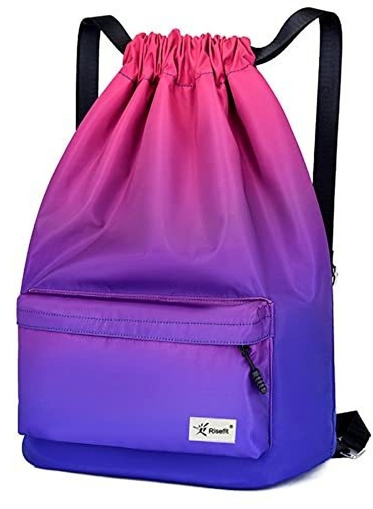 SOLARAE Waterproof Drawstring Bags, Printed Gym Sackpacks Bags Sports Backpacks for Shopping Swimming Yoga for Men Women Girls Students - Image 1