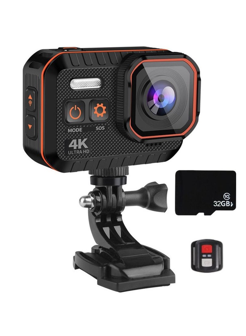 Action Camera Ultra HD 4K Sport Camera Remote Control 2 inch 1080P Screen Waterproof, 32GB TF Card included - Image 1