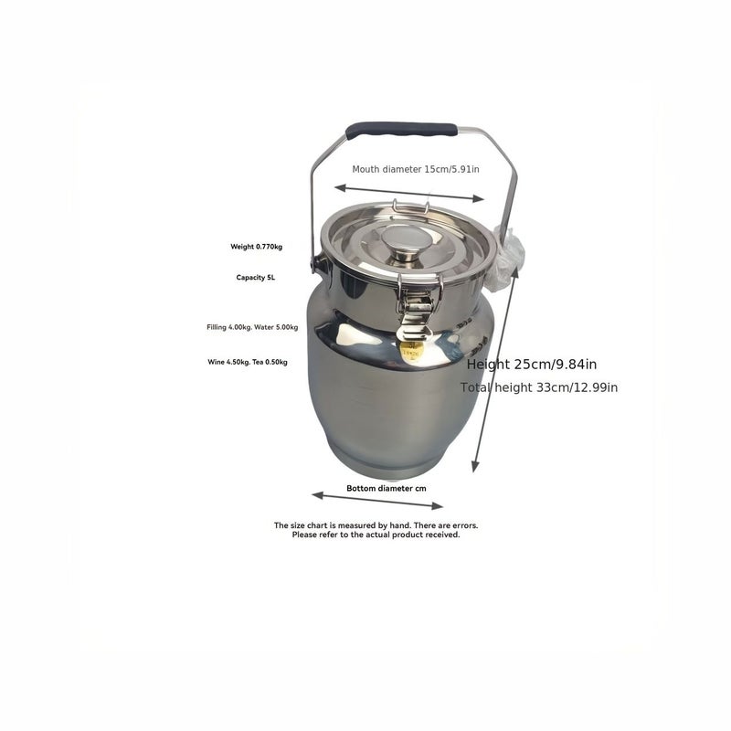 304 Stainless Steel Airtight Rice Bin 2.64 Gal Handheld Portable Insect Proof Moisture Proof Grains Storage Container For Flour - Image 3