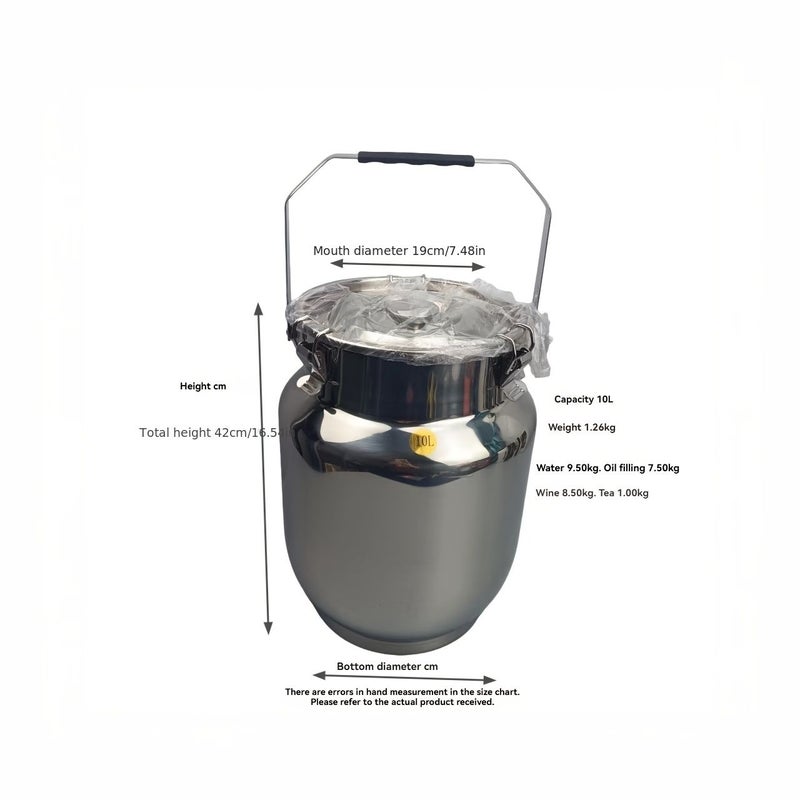 304 Stainless Steel Airtight Rice Bin 2.64 Gal Handheld Portable Insect Proof Moisture Proof Grains Storage Container For Flour - Image 4