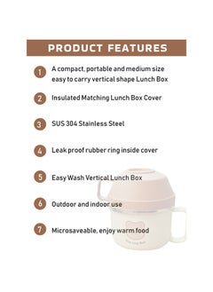 LITTLE SURPRISE BOX Cream & Brown Bear  Dual Handle Soup and Noodles Lunch Box with matching Cover  - Image 3