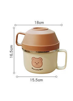 LITTLE SURPRISE BOX Cream & Brown Bear  Dual Handle Soup and Noodles Lunch Box with matching Cover  - Image 5