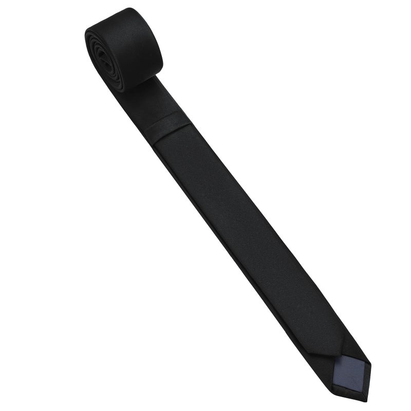 PenSee Men's Black Ties Thin Solid Pure Color 1.58" (4CM) Plain Slim Necktie Skinny Ties For Men - Image 4