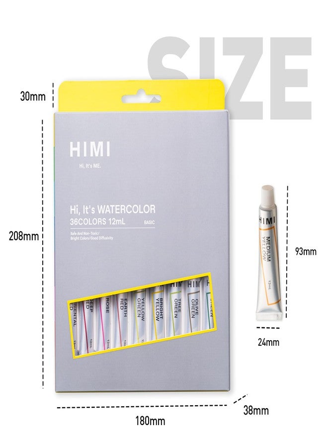 HIMI Watercolor Paint Set, 36 Colors, 12ml / 0.4 Fl Oz Tubes, Watercolor Paint for Canvas and Paper, Water Color Paints for Adult, Professionals, Students, Beginners & Artists. - Image 4