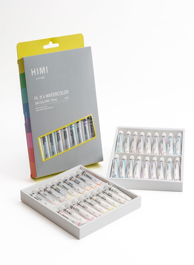HIMI Watercolor Paint Set, 36 Colors, 12ml / 0.4 Fl Oz Tubes, Watercolor Paint for Canvas and Paper, Water Color Paints for Adult, Professionals, Students, Beginners & Artists. - Image 1