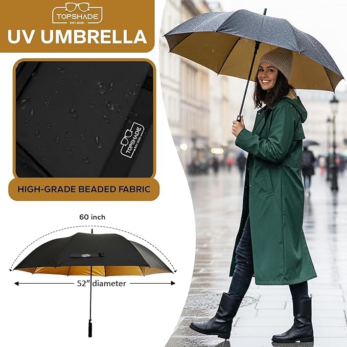 TopShade Executive Golf Umbrella with UV protection, Large Canopy, Windproof, Waterproof, Auto Open, Oversized 60 Inch, Sun protection, Rain protection, Outdoor Sports Umbrella - Image 3