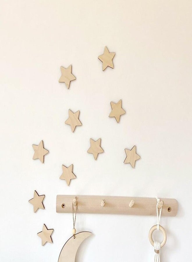 QENWWENG 10 Pieces Boho Nursery Star Wall Decor,Wooden Baby Room Star Wall Decor,Wooden Star Decoration for Children Baby Kids Boys Girls Bedroom Nursery Pendant - Image 1