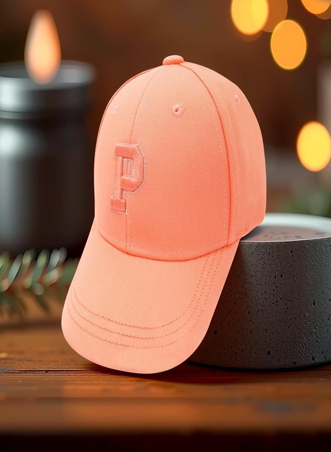 VRITRAZ P Alphabet Print Little Sports Cap for Active Kids, Baby Girls and Boys 4 to 5 Years (Color-Coral) - Image 3