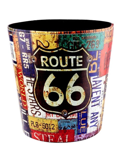 Wastebasket GTKRTU PU Leather European Style Retro Trash Can Waste Paper Basket Waste Can Wastebin Dustbin Garbage Bin Without Lid - 66 Route Pattern