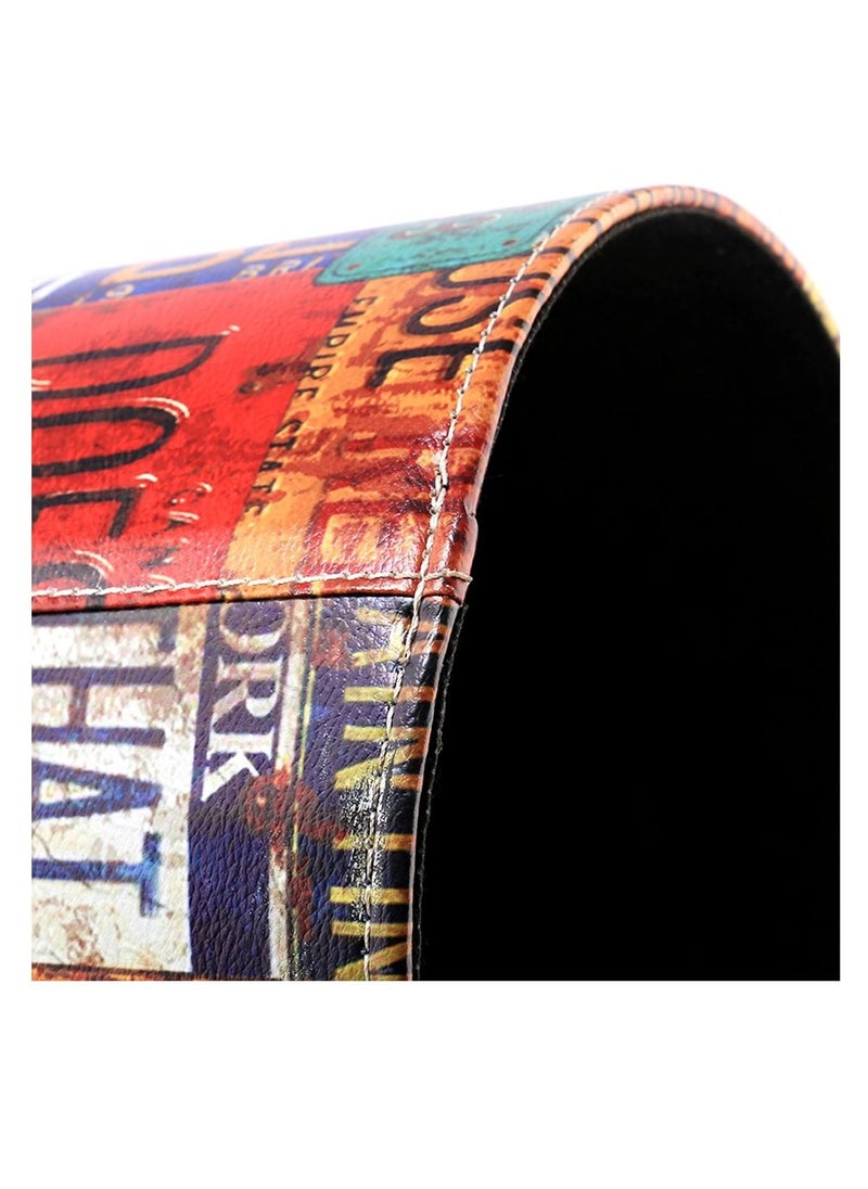 Generic Wastebasket GTKRTU PU Leather European Style Retro Trash Can Waste Paper Basket Waste Can Wastebin Dustbin Garbage Bin Without Lid - 66 Route Pattern  - Image 4