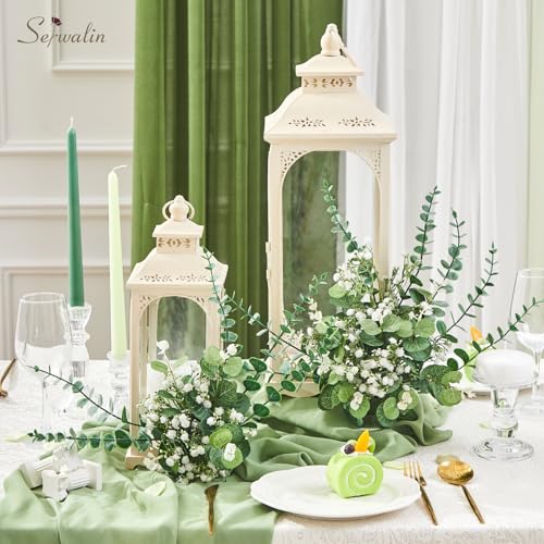 Serwalin 100 Pcs Mixed Artificial Eucalyptus Stems,Babys Breath Artificial Flowers Bulk with Faux Eucalyptus Leaves Greenery Stems for Wedding DIY Bouquets Floral Arrangement Home Decor - Image 5