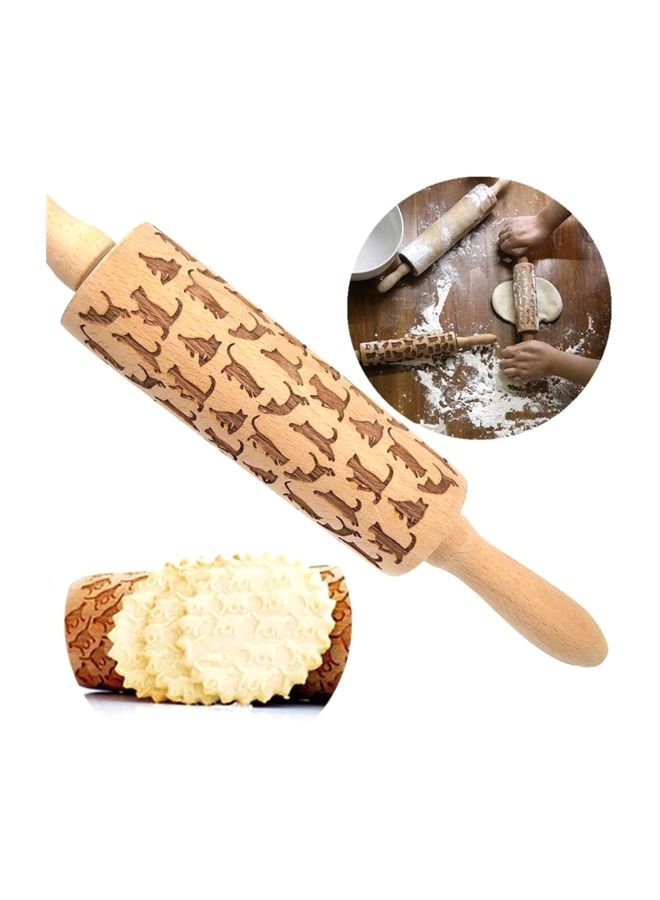 NIBEMINENT Wooden Rolling Pin Brown 43x4.5cm  - Image 4