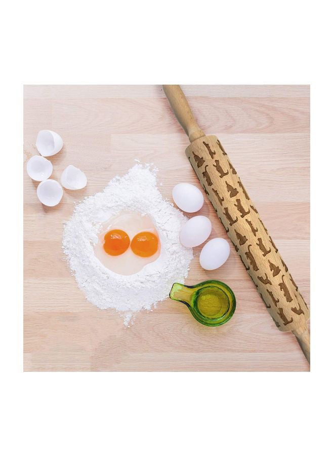 NIBEMINENT Wooden Rolling Pin Brown 43x4.5cm  - Image 3