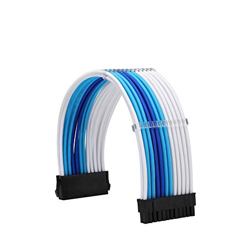 Formulamod Sleeve Extension Power Supply Cable Kit 18AWG ATX 24P+ EPS 8-P+PCI-E8-P with Combs for PSU to Motherboard/GPU Fm-NCK3 (White Sky Blue Deep Blue) - Image 3