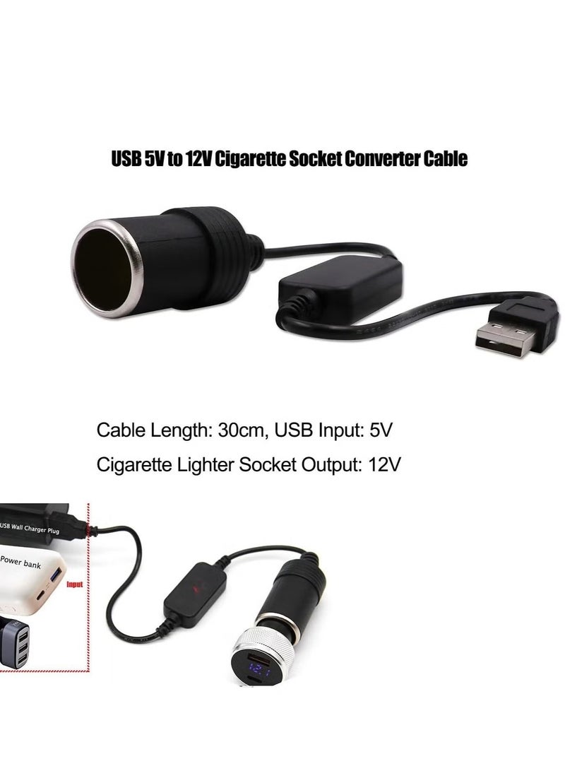 USB A Male to 12V Car C*garette Lighter Socket Female Converter Cable Suitable for Converting Dash Cams Car Ambient Lights (Max 8W) - Image 2