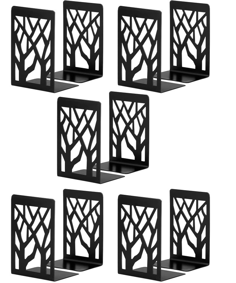 INNÃ”PLUS Book Ends, Bookends, Bookends for Shelves, Bookend, Book Ends for Heavy Books, Black Metal Book Shelf Holder Home Decorative, Book Stoppers for Shelves, Bookend Supports 5 Pair - Image 1