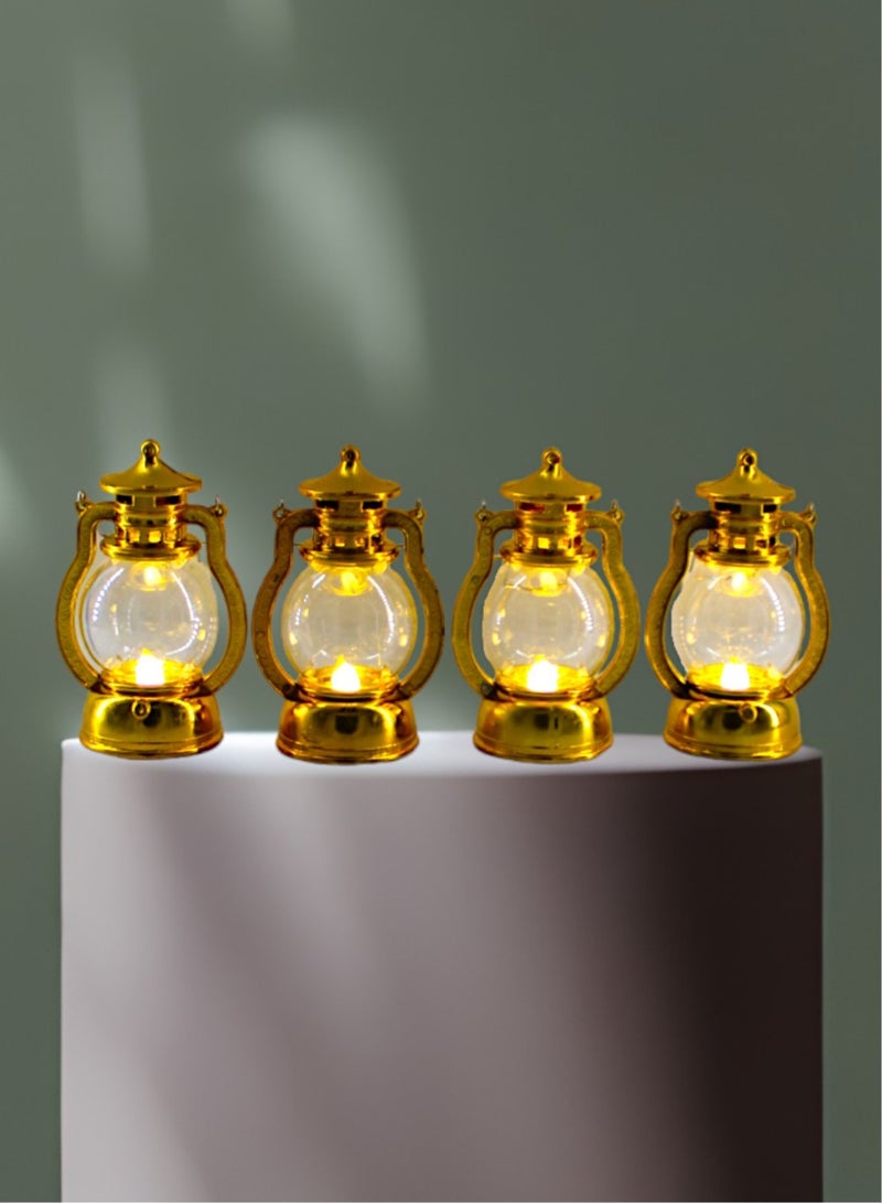 Toy Box Decorative LED Light Ramadan Lanterns Gold Colour 4pcs - Image 1