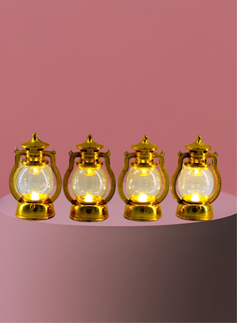 Toy Box Decorative LED Light Ramadan Lanterns Gold Colour 4pcs - Image 3