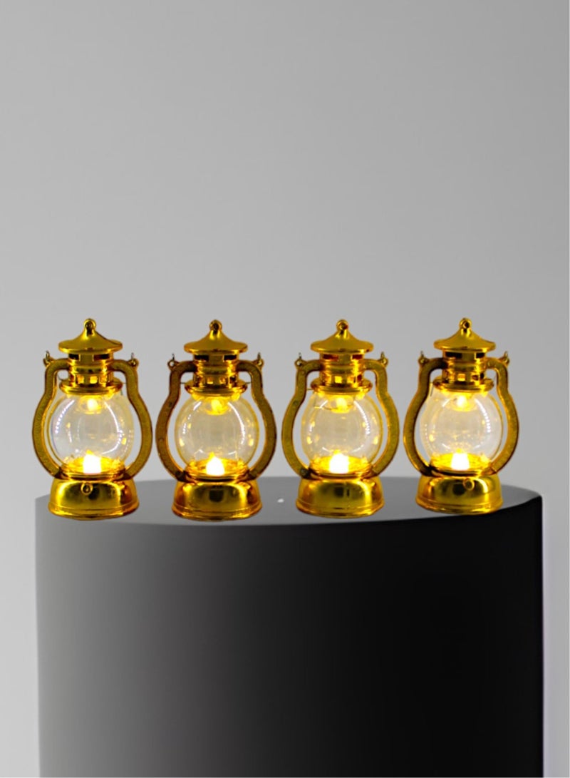Toy Box Decorative LED Light Ramadan Lanterns Gold Colour 4pcs - Image 2