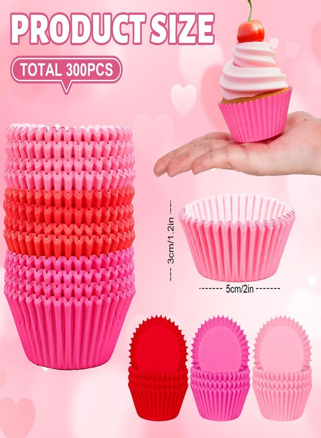 وولاين مجموعة Whaline من 300 قطعة من قوالب الكب كيك الورقية لعيد الحب، بألوان متدرجة من الأحمر والوردي، مثالية لتغليف الكب كيك والمافن، مناسبة لحفلات الزفاف وأعياد الميلاد والذكرى السنوية. - Image 2