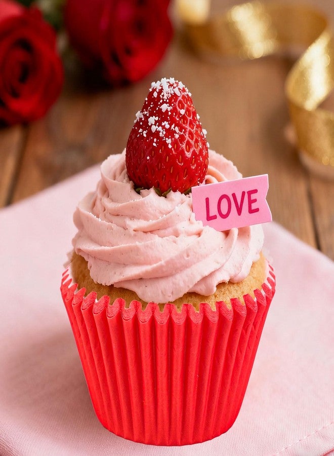 وولاين مجموعة Whaline من 300 قطعة من قوالب الكب كيك الورقية لعيد الحب، بألوان متدرجة من الأحمر والوردي، مثالية لتغليف الكب كيك والمافن، مناسبة لحفلات الزفاف وأعياد الميلاد والذكرى السنوية. - Image 5