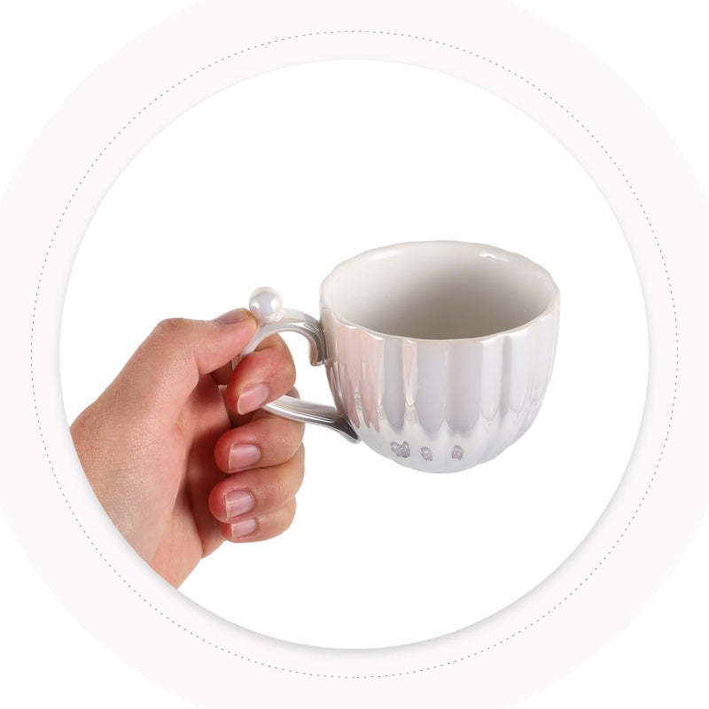Gradient Purple Ceramic Coffee Mug and Saucer Set Lightweight Tea Cup - Image 5