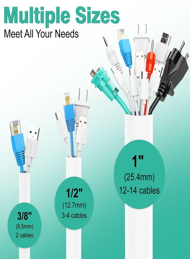 UOMTFAI Dog and Cat Cord Protector 10ft - 3/8inch, Flexible Cable Sleeve for Easy Cord Management, Protects Cables from Pets Chewing, Ideal for USB, Power, Audio and Video Cords - White - Image 4