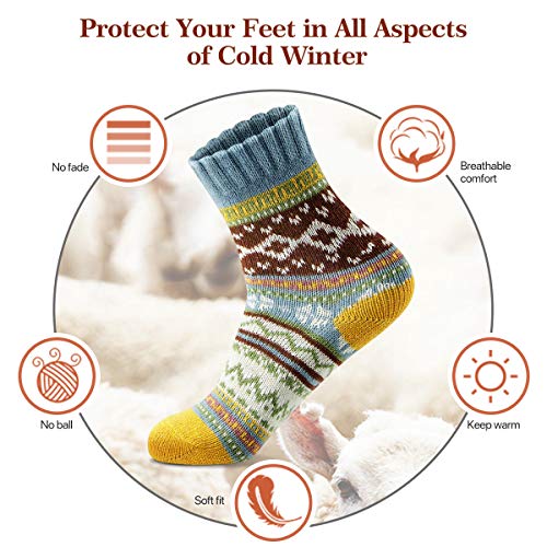 FYC Socks for Women - Stocking Stuffers Gifts for Women - Warm Thick Soft Wool Cozy Crew Socks Christmas Gifts for Woman - Image 4