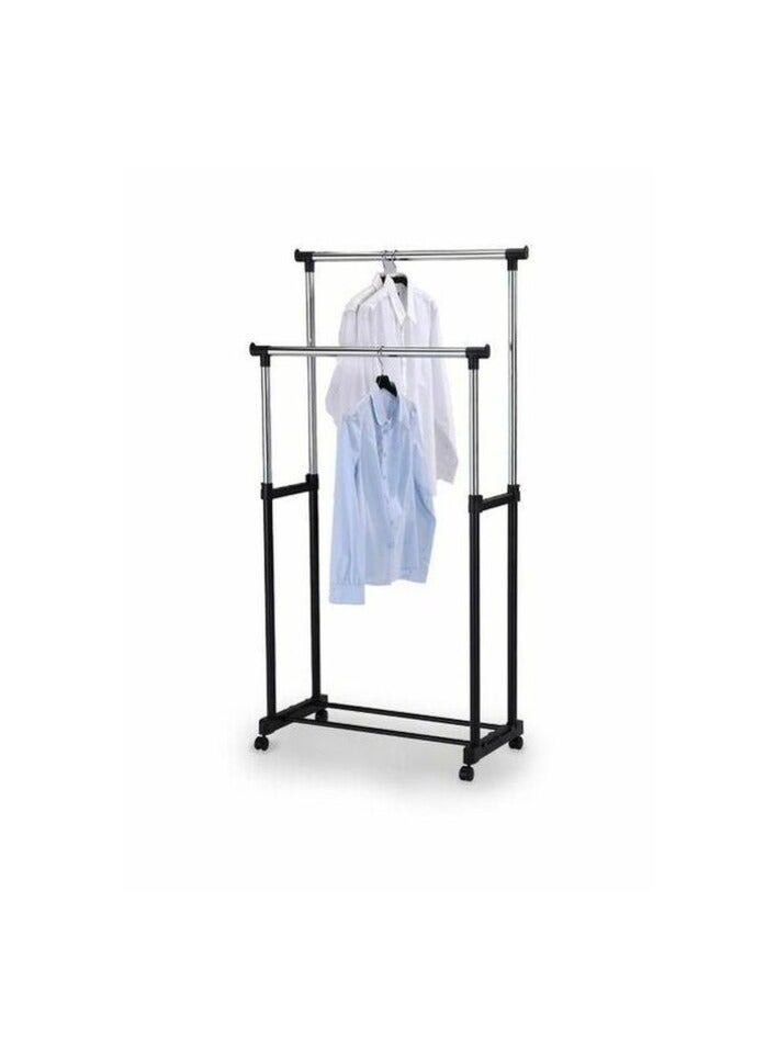 PROMASS Double Pole Extendable Clothes Rack Silver/Black  - Image 3