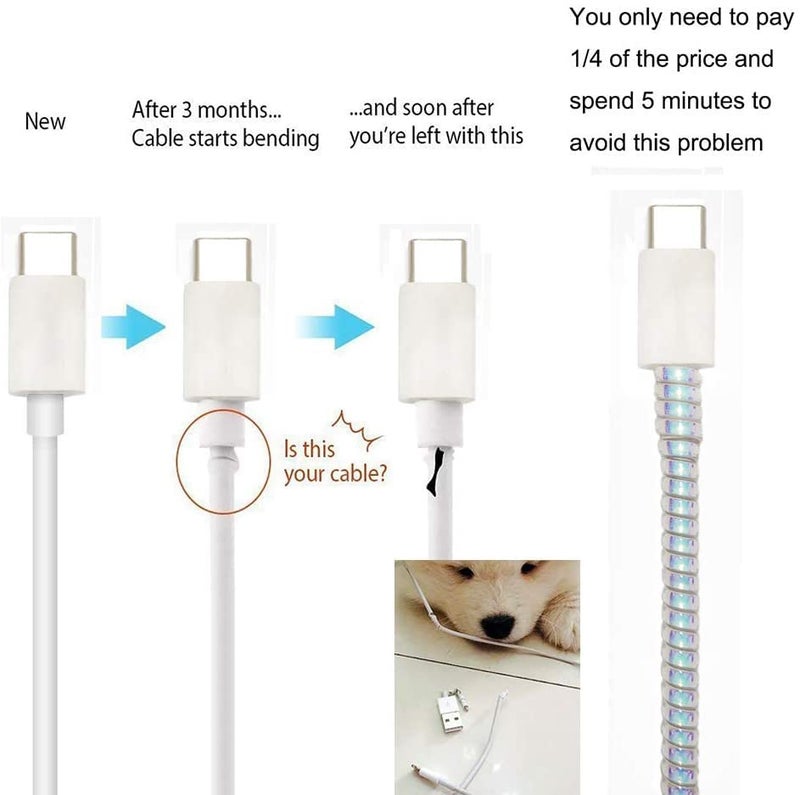 BeFall Metallic Finish Spiral Protector for Wire Repair, Pet Cord, Headphone Saver - Cable Wrap/Cover for Mac Charging, USB Tube, Earphone (Light Blue) - Image 4