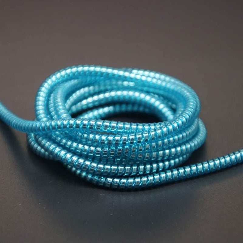 BeFall Metallic Finish Spiral Protector for Wire Repair, Pet Cord, Headphone Saver - Cable Wrap/Cover for Mac Charging, USB Tube, Earphone (Light Blue) - Image 2