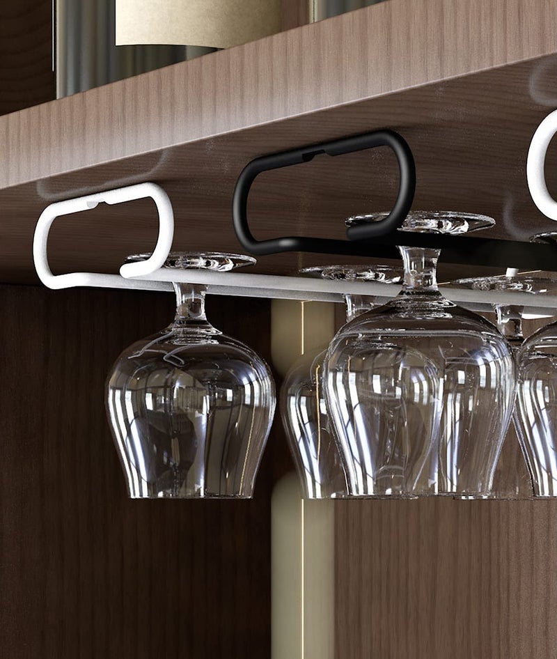 GeLive 10 Inch Under Cabinet Wine Glass Rack Stemware Holder Glass Storage Hanger Organizer for Kitchen and Bar Set of 2 (Black) - Image 4