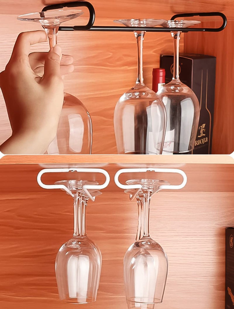 GeLive 10 Inch Under Cabinet Wine Glass Rack Stemware Holder Glass Storage Hanger Organizer for Kitchen and Bar Set of 2 (Black) - Image 5