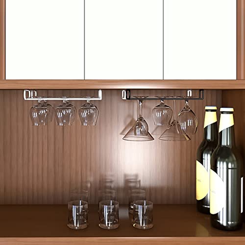 GeLive 10 Inch Under Cabinet Wine Glass Rack Stemware Holder Glass Storage Hanger Organizer for Kitchen and Bar Set of 2 (Black) - Image 3