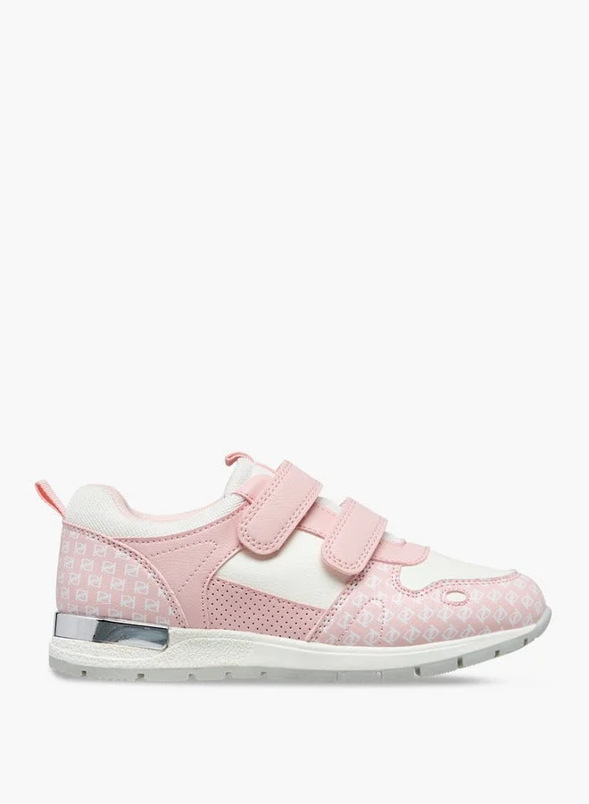 Monogram Print Sneakers with Hook and Loop Closure